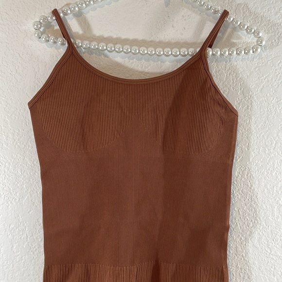 OQQ Women’s Yoga Exercise Romper Spaghetti Strap Sleeveless Brown Size XL NEW XL - Picture 4 of 11